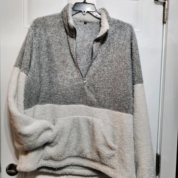 Oversized Fuzzy Fleece Pullover Sweatshirt - Picture 1 of 11